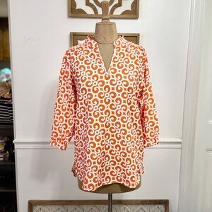 Buckhead Bettie’s Orange and White Patterned Blouse